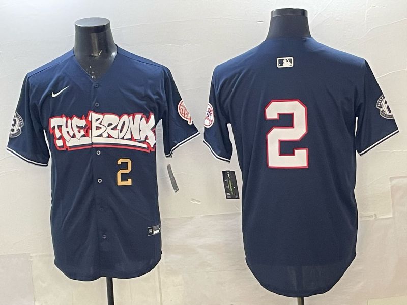 Men 2025 New York Yankees #2 Jeter Blue 4th generations Joint Name Nike MLB Jersey style 07->new york yankees->MLB Jersey